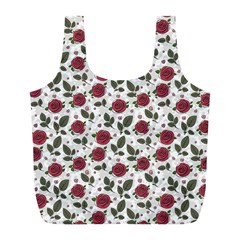 Roses Flowers Leaves Pattern Scrapbook Paper Floral Background Full Print Recycle Bag (l)