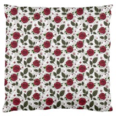 Roses Flowers Leaves Pattern Scrapbook Paper Floral Background Standard Premium Plush Fleece Cushion Case (two Sides)