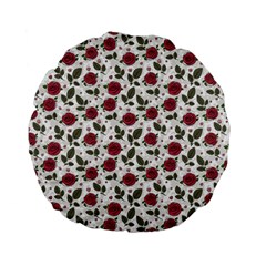 Roses Flowers Leaves Pattern Scrapbook Paper Floral Background Standard 15  Premium Flano Round Cushions by Maspions