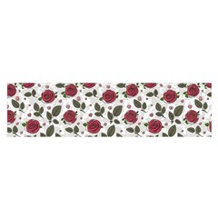 Roses Flowers Leaves Pattern Scrapbook Paper Floral Background Oblong Satin Scarf (16  X 60 )