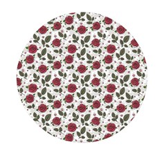 Roses Flowers Leaves Pattern Scrapbook Paper Floral Background Mini Round Pill Box by Maspions