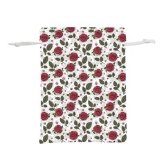 Roses Flowers Leaves Pattern Scrapbook Paper Floral Background Lightweight Drawstring Pouch (m) by Maspions