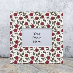 Roses Flowers Leaves Pattern Scrapbook Paper Floral Background White Box Photo Frame 4  X 6  by Maspions