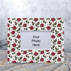 Roses Flowers Leaves Pattern Scrapbook Paper Floral Background White Tabletop Photo Frame 4 x6 