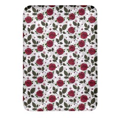 Roses Flowers Leaves Pattern Scrapbook Paper Floral Background Rectangular Glass Fridge Magnet (4 Pack) by Maspions