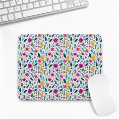 Background Pattern Leaves Pink Flowers Spring Yellow Leaves Small Mousepad by Maspions