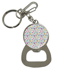 Background Pattern Leaves Pink Flowers Spring Yellow Leaves Bottle Opener Key Chain