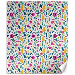 Background Pattern Leaves Pink Flowers Spring Yellow Leaves Canvas 20  X 24 