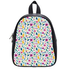 Background Pattern Leaves Pink Flowers Spring Yellow Leaves School Bag (small) by Maspions