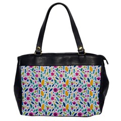 Background Pattern Leaves Pink Flowers Spring Yellow Leaves Oversize Office Handbag by Maspions