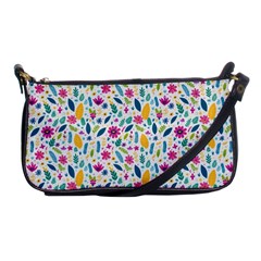 Background Pattern Leaves Pink Flowers Spring Yellow Leaves Shoulder Clutch Bag