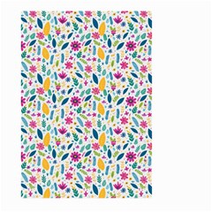 Background Pattern Leaves Pink Flowers Spring Yellow Leaves Large Garden Flag (two Sides)