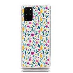 Background Pattern Leaves Pink Flowers Spring Yellow Leaves Samsung Galaxy S20plus 6 7 Inch Tpu Uv Case by Maspions