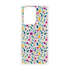 Background Pattern Leaves Pink Flowers Spring Yellow Leaves Samsung Galaxy S20 Ultra 6 9 Inch Tpu Uv Case by Maspions