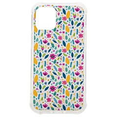 Background Pattern Leaves Pink Flowers Spring Yellow Leaves Iphone 12 Mini Tpu Uv Print Case	 by Maspions