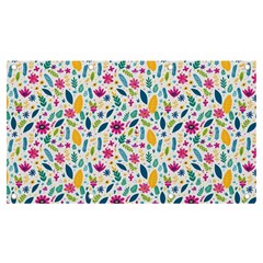 Background Pattern Leaves Pink Flowers Spring Yellow Leaves Banner And Sign 7  X 4  by Maspions