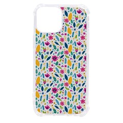 Background Pattern Leaves Pink Flowers Spring Yellow Leaves Iphone 13 Mini Tpu Uv Print Case by Maspions