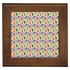 Floral Flowers Leaves Tropical Pattern Framed Tile by Maspions