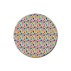 Floral Flowers Leaves Tropical Pattern Rubber Coaster (round) by Maspions