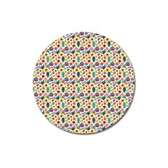 Floral Flowers Leaves Tropical Pattern Magnet 3  (round)