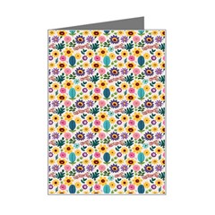 Floral Flowers Leaves Tropical Pattern Mini Greeting Card