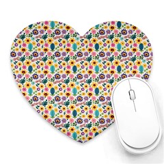 Floral Flowers Leaves Tropical Pattern Heart Mousepad