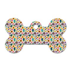 Floral Flowers Leaves Tropical Pattern Dog Tag Bone (one Side)