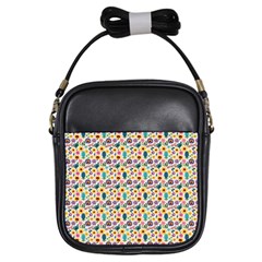 Floral Flowers Leaves Tropical Pattern Girls Sling Bag by Maspions