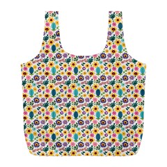 Floral Flowers Leaves Tropical Pattern Full Print Recycle Bag (l) by Maspions