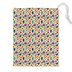 Floral Flowers Leaves Tropical Pattern Drawstring Pouch (5xl) by Maspions