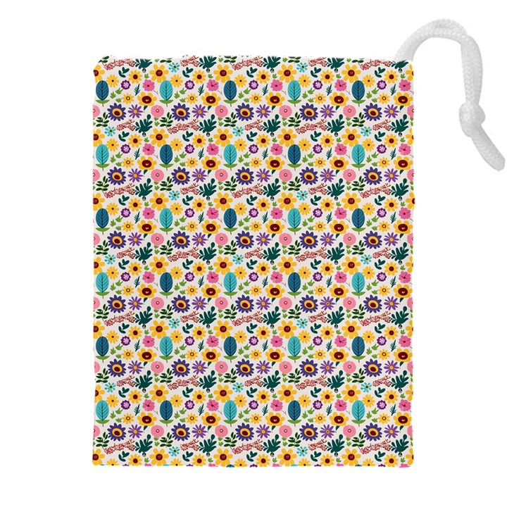 Floral Flowers Leaves Tropical Pattern Drawstring Pouch (5XL)