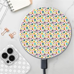 Floral Flowers Leaves Tropical Pattern Wireless Fast Charger(white) by Maspions