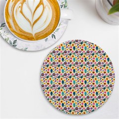 Floral Flowers Leaves Tropical Pattern Uv Print Round Tile Coaster