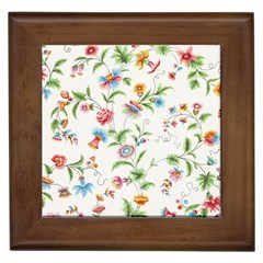 Vintage Floral Flower Pattern Art Nature Blooming Blossom Botanical Botany Framed Tile