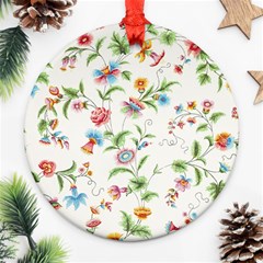 Vintage Floral Flower Pattern Art Nature Blooming Blossom Botanical Botany Ornament (round)