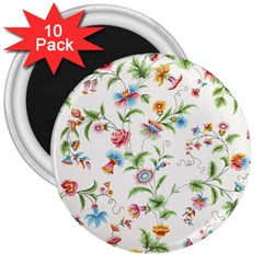 Vintage Floral Flower Pattern Art Nature Blooming Blossom Botanical Botany 3  Magnets (10 Pack) 