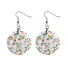 Vintage Floral Flower Pattern Art Nature Blooming Blossom Botanical Botany Mini Button Earrings