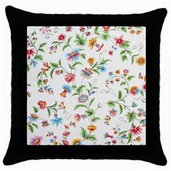 Vintage Floral Flower Pattern Art Nature Blooming Blossom Botanical Botany Throw Pillow Case (black)