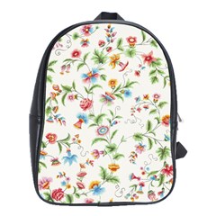 Vintage Floral Flower Pattern Art Nature Blooming Blossom Botanical Botany School Bag (large)