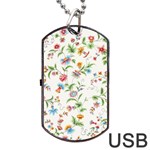 Vintage Floral Flower Pattern Art Nature Blooming Blossom Botanical Botany Dog Tag USB Flash (One Side) Front