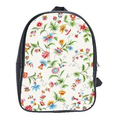 Vintage Floral Flower Pattern Art Nature Blooming Blossom Botanical Botany School Bag (xl)