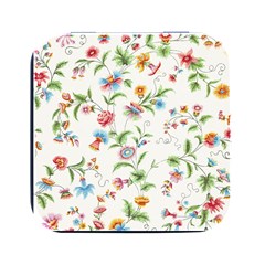 Vintage Floral Flower Pattern Art Nature Blooming Blossom Botanical Botany Square Metal Box (black)