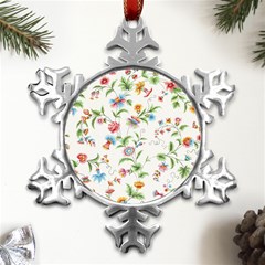 Vintage Floral Flower Pattern Art Nature Blooming Blossom Botanical Botany Metal Small Snowflake Ornament