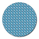 Blue Wave Sea Ocean Pattern Background Beach Nature Water Round Mousepad Front