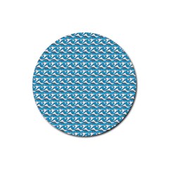 Blue Wave Sea Ocean Pattern Background Beach Nature Water Rubber Coaster (round)