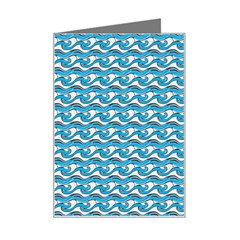 Blue Wave Sea Ocean Pattern Background Beach Nature Water Mini Greeting Card by Maspions