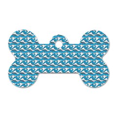 Blue Wave Sea Ocean Pattern Background Beach Nature Water Dog Tag Bone (two Sides) by Maspions