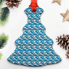 Blue Wave Sea Ocean Pattern Background Beach Nature Water Ornament (christmas Tree) 