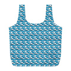 Blue Wave Sea Ocean Pattern Background Beach Nature Water Full Print Recycle Bag (l) by Maspions