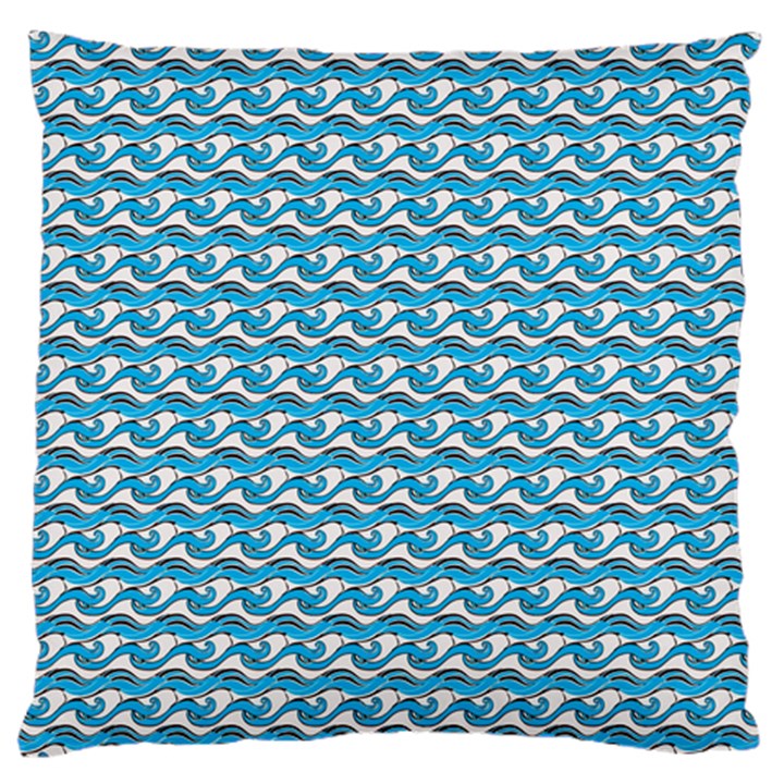 Blue Wave Sea Ocean Pattern Background Beach Nature Water Large Premium Plush Fleece Cushion Case (One Side)